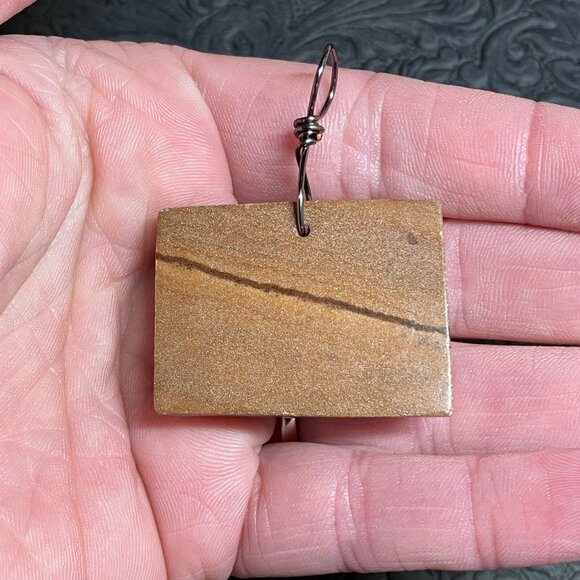 Hand Carved Tarantula Spider Pendant Picture Jasper Stone Jewelry - Picture 5 of 6